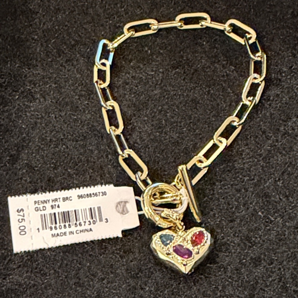 Kendra Scott Penny Gold Heart Chain Bracelet in Multi Mix/NWT - Picture 5 of 11